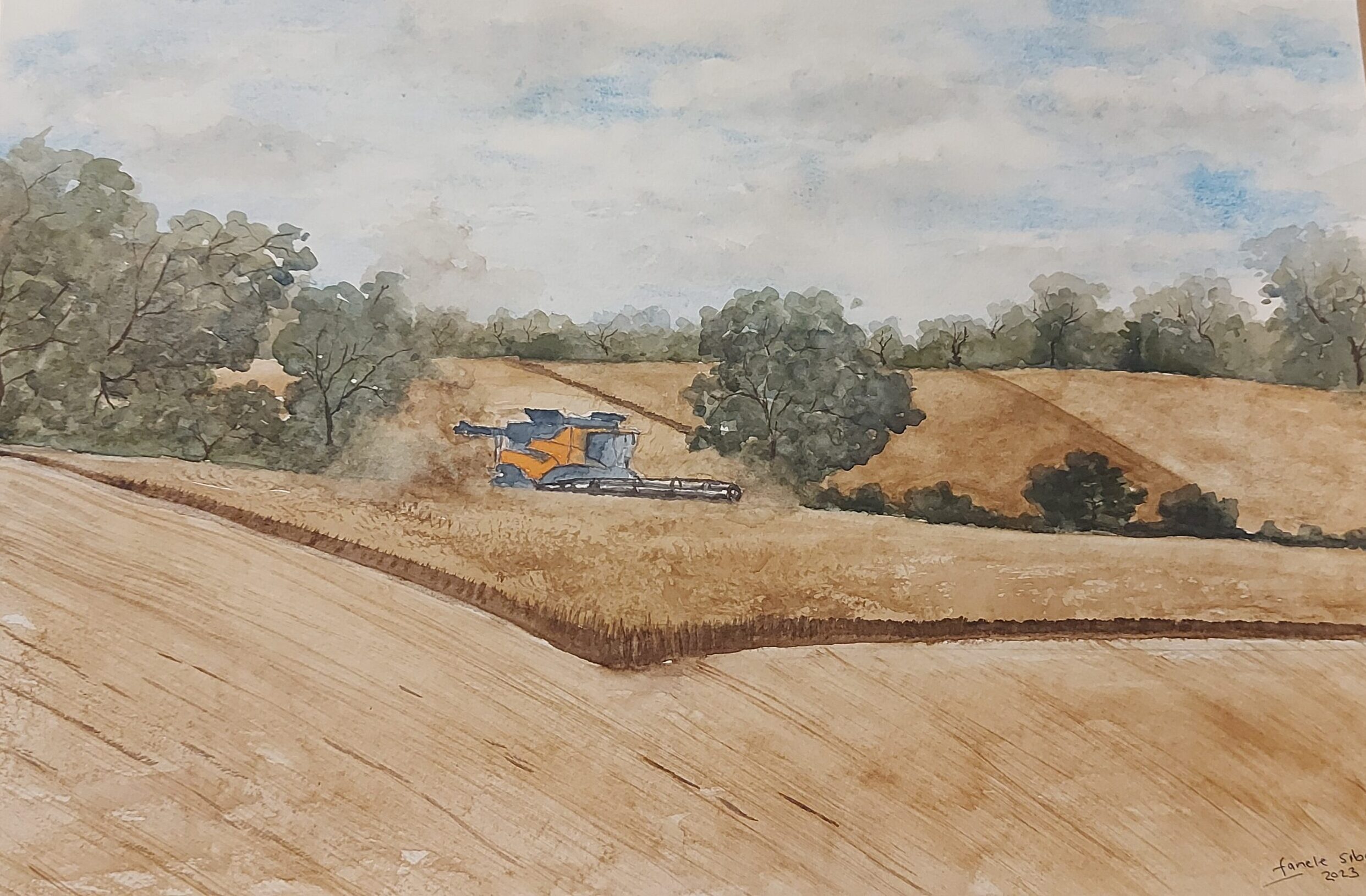 Wheat Harvesting Under the Bobbing Skies-Kent 1 by Fanele Sibanda (2023)-Limited edition