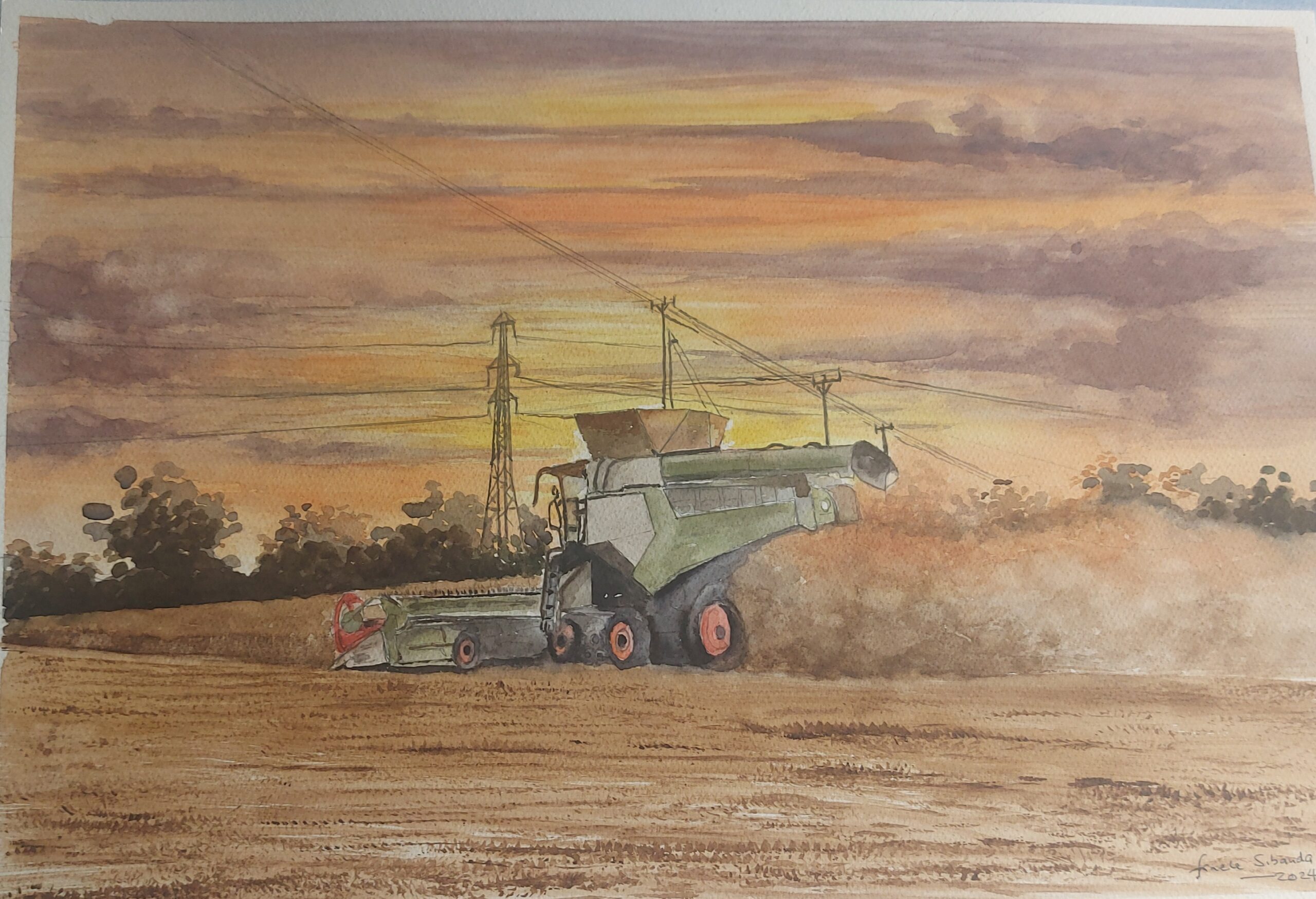 Twilight Wheat Harvesting in Bobbing -Kent 2 by Fanele Sibanda (2024)-Limited edition