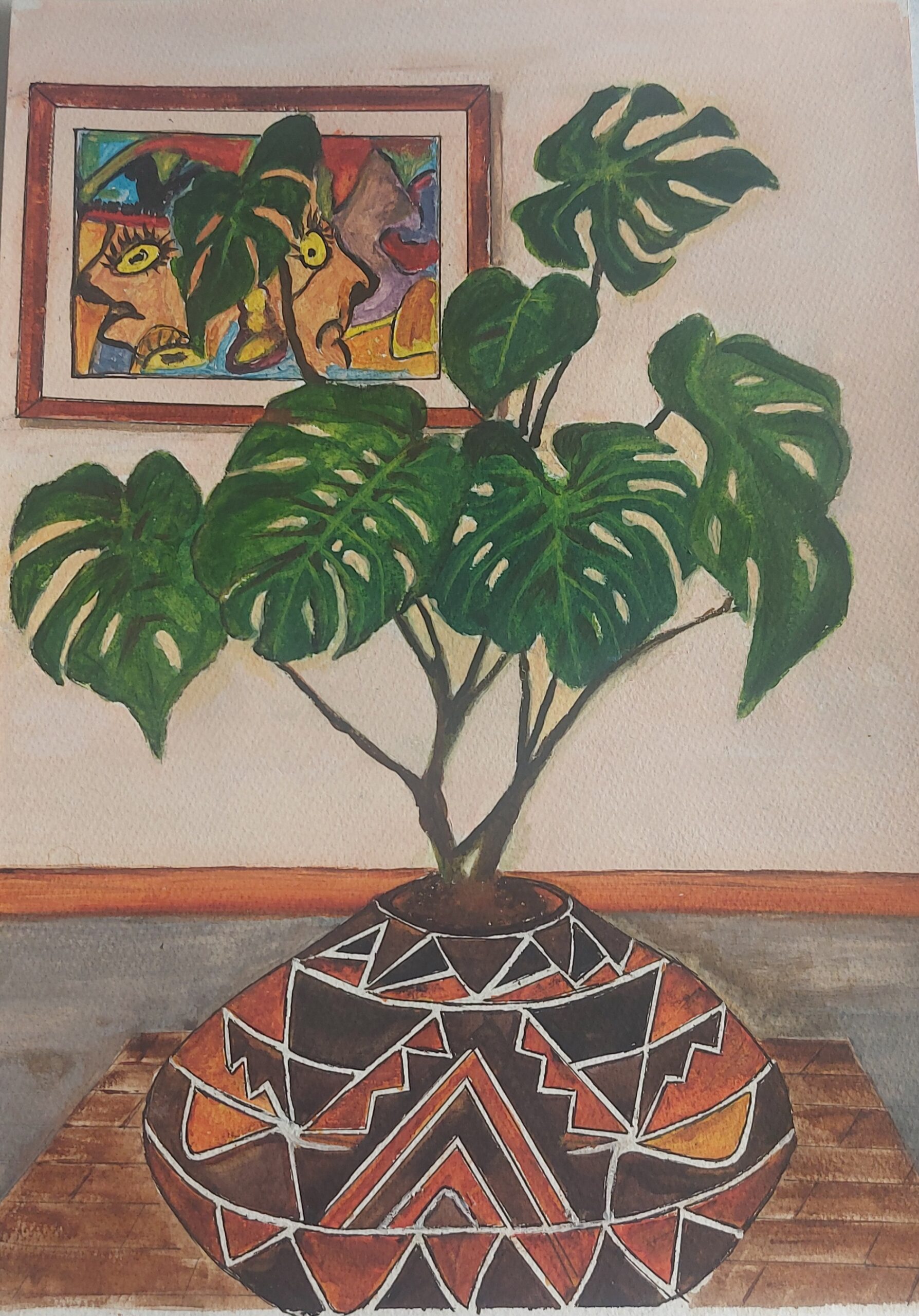 The Monstera Plant in an African Vase-by Fanele Sibanda (2022)-Limited edition