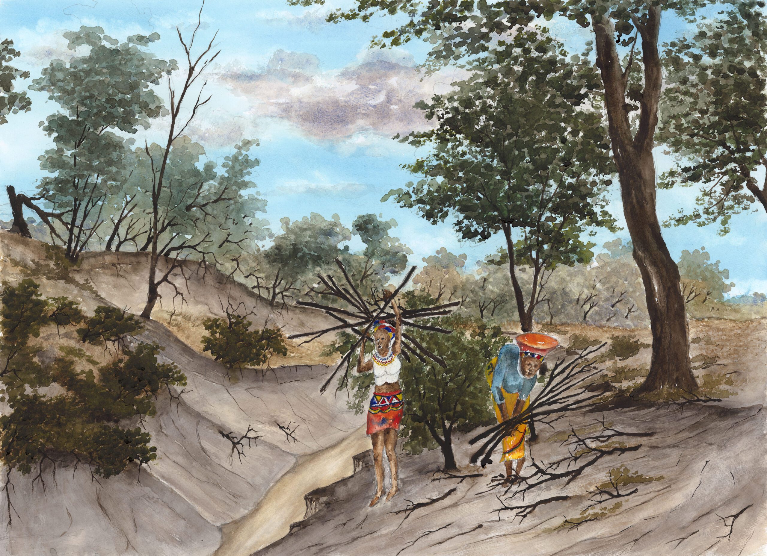 Nguni Women Gathering Firewood- by Fanele Sibanda (2025)-Limited edition