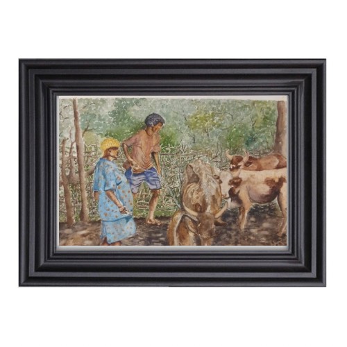 Mother and Son- by Fanele Sibanda (2019)-Original Painting - Image 3