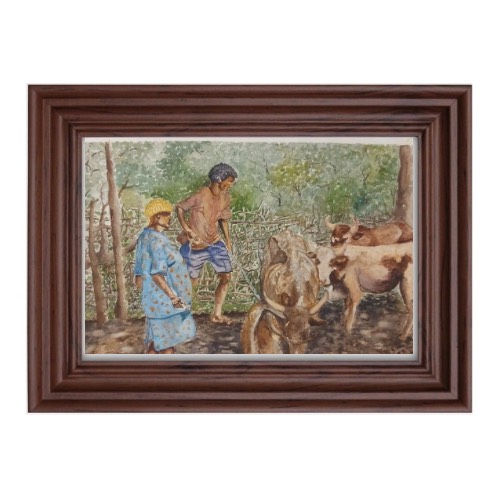 Mother and Son- by Fanele Sibanda (2019)-Original Painting - Image 4