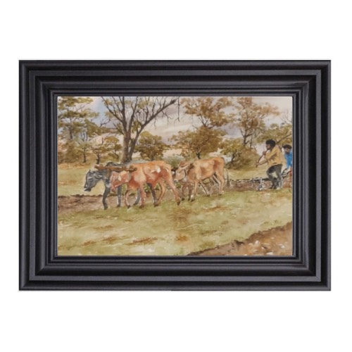 Ploughing with Oxen- 1 by Fanele Sibanda(2024)-Limited edition - Image 4