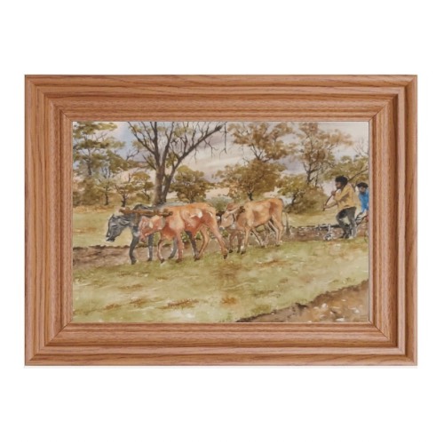 Ploughing with Oxen- 1 by Fanele Sibanda(2024)-Limited edition - Image 3