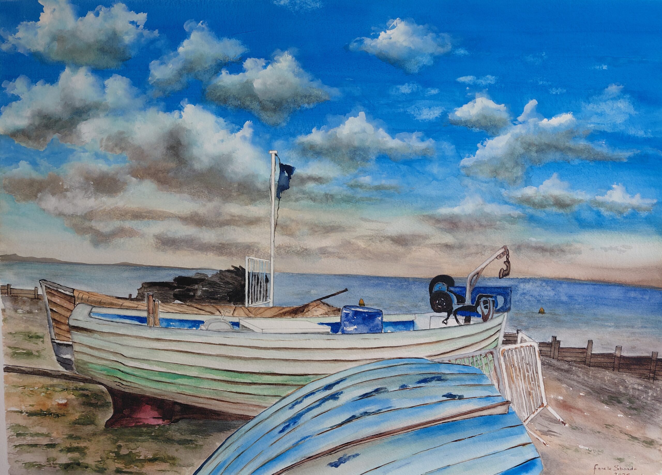 One evening at Whitstable On Sea-by Fanele Sibanda (2025)-Limited edition